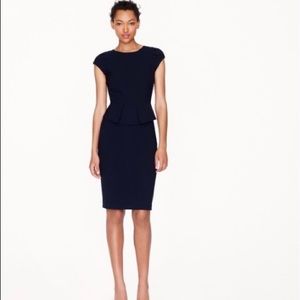 J. Crew Black Peplum Cap Sleeve Dress